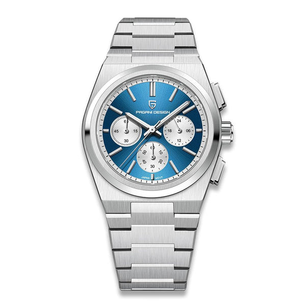 Pagani Design Silver Stainless Steel Blue Dial Chronograph Quartz Watch for Gents - PD1761