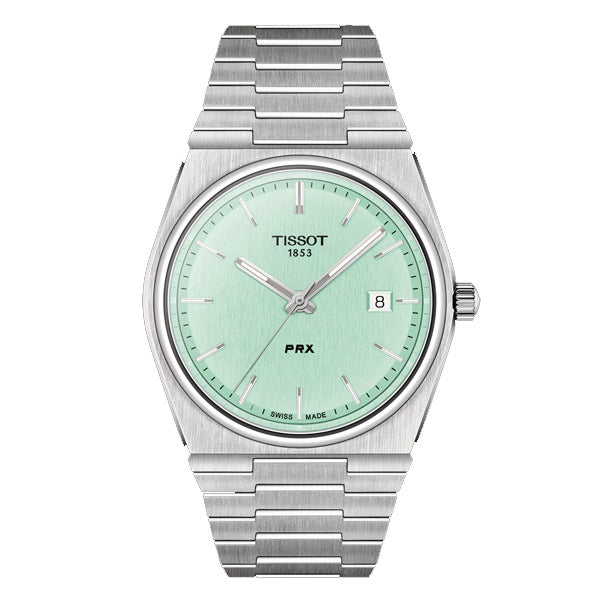 Tissot PRX Silver Stainless Steel Mint Green Dial Quartz Watch for Gents - T137.410.11.091.01