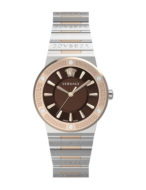 Versace Grace Two-tone Stainless Steel Brown Dial Quartz Watch for Ladies - VEVH01220