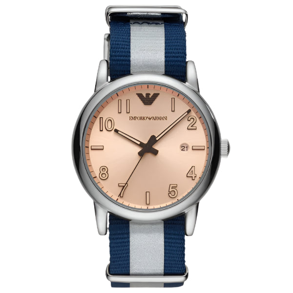EMPORIO ARMANI Luigi Two-Tone Fabric Beige Dial Quartz Watch for Gents - AR11212