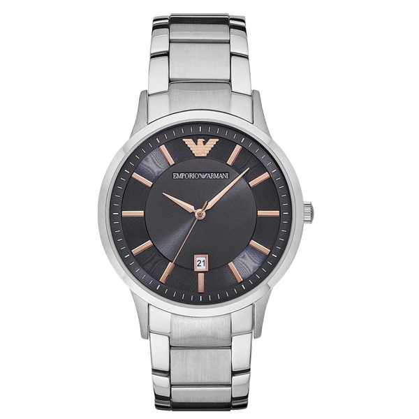 EMPORIO ARMANI Renato Silver Stainless Steel Black Dial Quartz Watch for Gents - AR11179