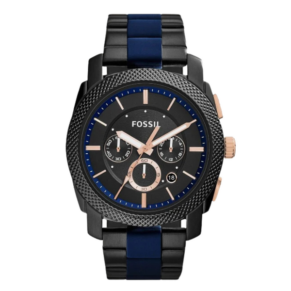 Fossil Machine Two-tone Stainless Steel Black Dial Chronograph Quartz Watch for Gents - FS5164