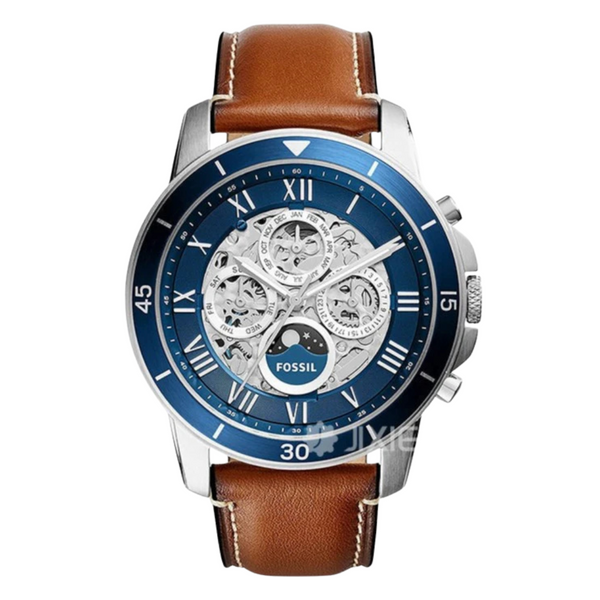 Fossil Grant Brown Leather Strap Blue Dial Automatic Watch for Gents - ME3140
