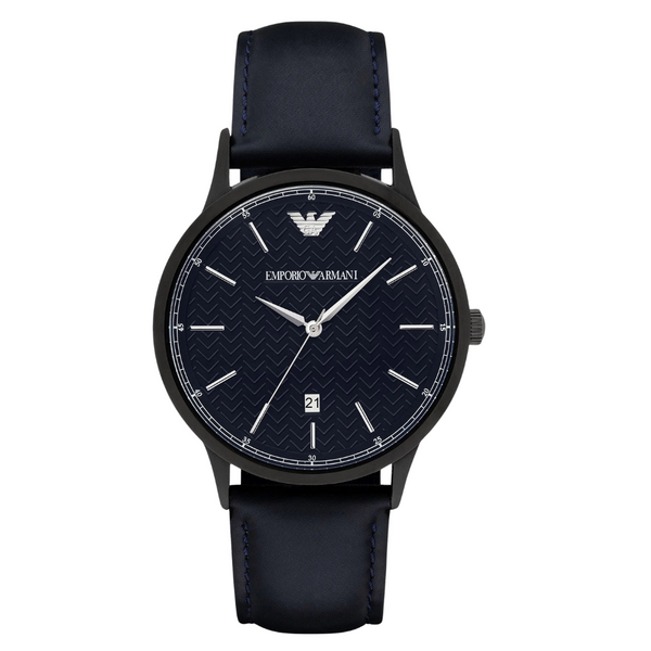 EMPORIO ARMANI Renato Dark Blue Leather Strap Dark Blue Dial Quartz Watch for Gents - AR2479