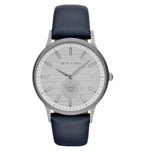 EMPORIO ARMANI Renato Blue Leather Strap Grey Dial Quartz Watch for Gents - AR11119