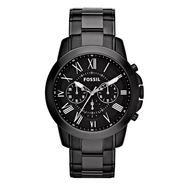 Fossil Grant Black Stainless Steel Black Dial Chronograph Quartz Watch for Gents - FS4832
