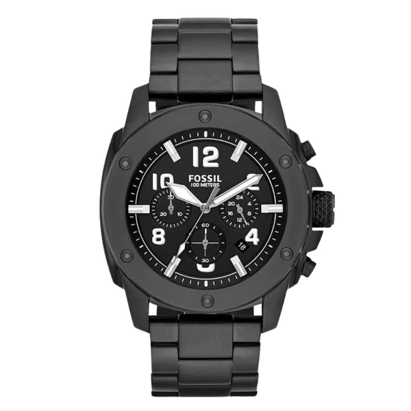 Fossil Machine Black Stainless Steel Black Dial Chronograph Quartz Watch for Gents - FS4927