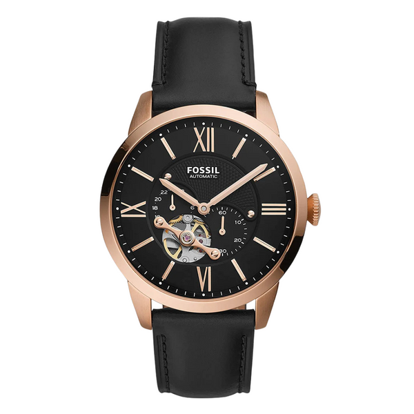 Fossil Townsman Black Leather Strap Black Dial Automatic Watch for Gents - ME3170