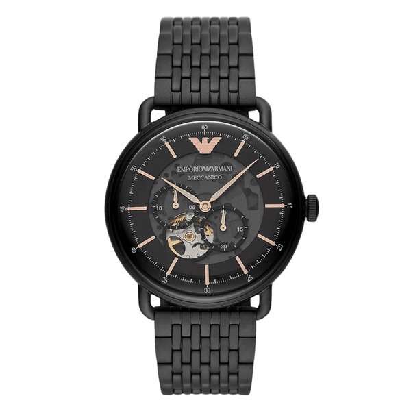 EMPORIO ARMANI Meccanico Black Stainless Steel Black Dial Automatic Watch for Gents - AR60025
