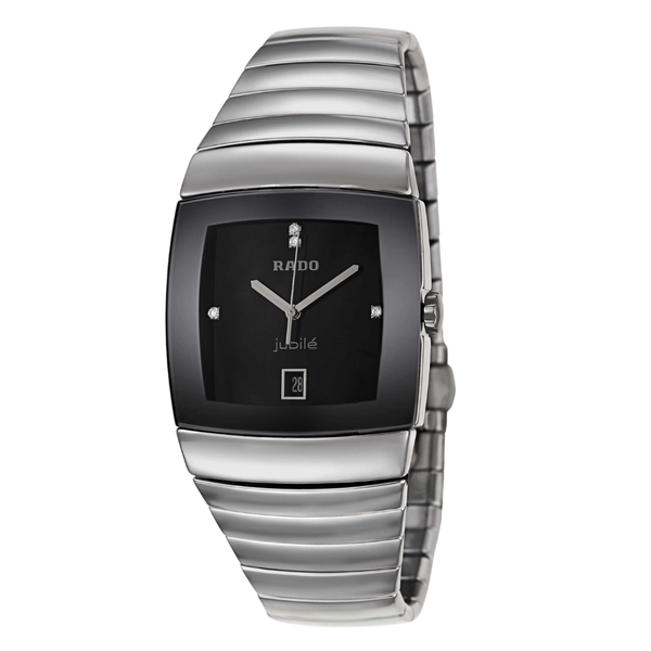 Rado Sintra Silver Ceramic Strap Black Dial Quartz Watch for Gents - R13777702