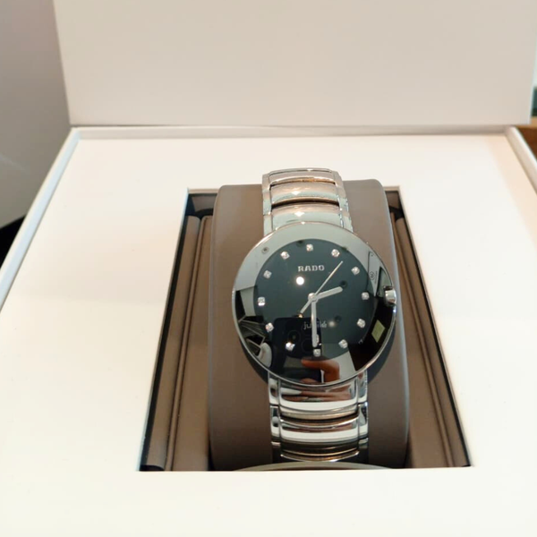 Rado Silver Stainless Steel Black Dial Quartz Watch for Gents - R22531723