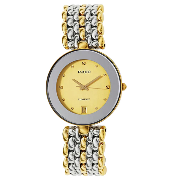 Rado Florence Two-tone Stainless Steel Gold Dial Quartz Watch for Gents - R48793253