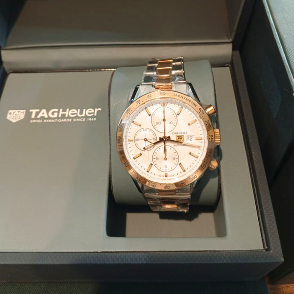 Tag Heuer Two-tone Stainless Steel White Dial Automatic Watch for Gents - CV2050.BD0789