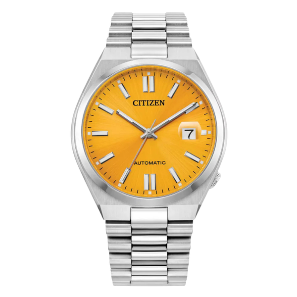 Citizen Silver Stainless Steel Yellow Dial Automatic Watch for Gents - NJ0150-56Z