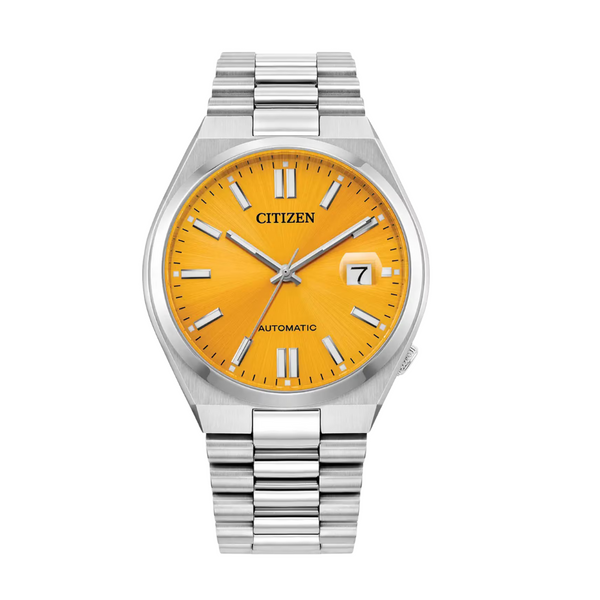 Citizen Silver Stainless Steel Yellow Dial Automatic Watch for Gents - NJ0150-56Z