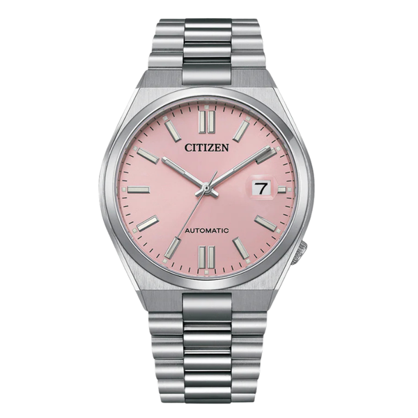 Citizen Silver Stainless Steel Light Pink Dial Automatic Watch for Gents - NJ0158-89X