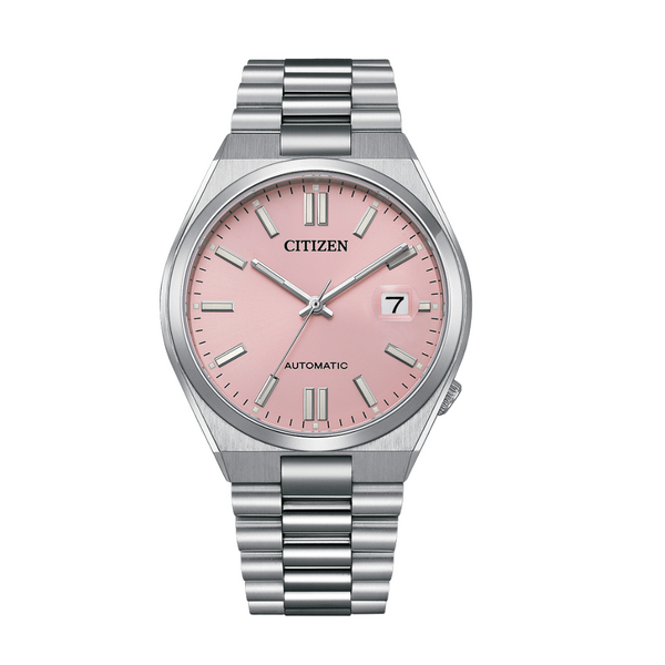Citizen Silver Stainless Steel Light Pink Dial Automatic Watch for Gents - NJ0158-89X