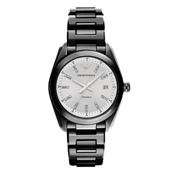 EMPORIO ARMANI Dress Black Stainless Steel White Dial Quartz Watch for Ladies - AR1494