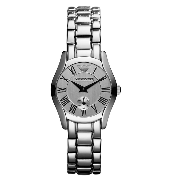 EMPORIO ARMANI Classic Silver Stainless Steel White Dial Quartz Watch for Ladies - AR0698