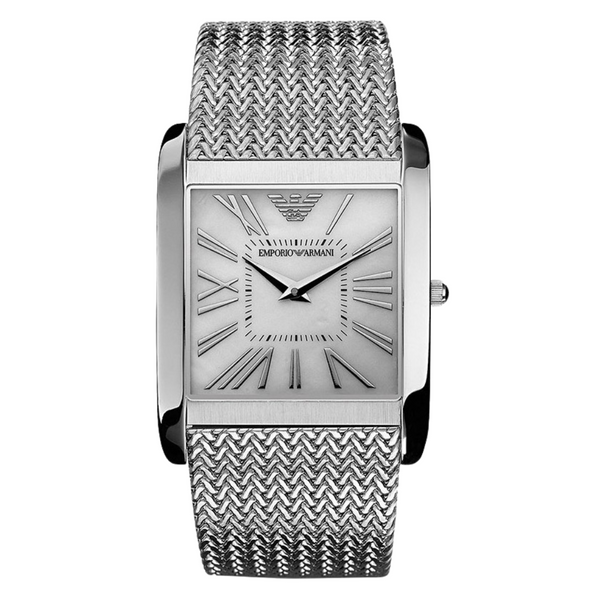 EMPORIO ARMANI Super Slim Silver Mesh Bracelet Silver Dial Quartz Watch for Ladies - AR2015