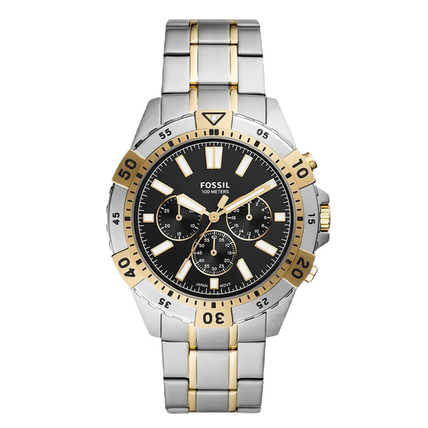 Fossil Garrett Two-tone Stainless Steel Black Dial Chronograph Quartz Watch for Gents - FS5771