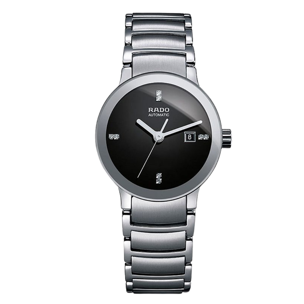 Rado Centrix Silver Tone Stainless Steel Black Dial Automatic Watch for Ladies - R30940703