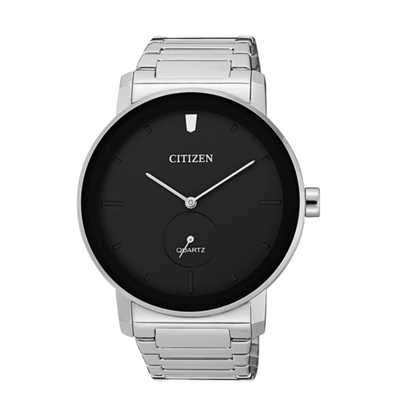 Citizen Silver Stainless Steel Bracelet Black Analog Quartz Watch for Men – BE9180-52E