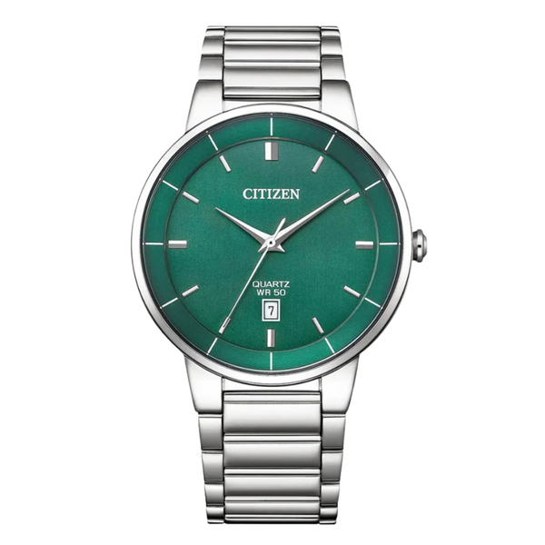 Citizen Silver Stainless Steel Green Dial Quartz Watch for Gents - BI5120-51X