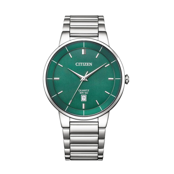Citizen Silver Stainless Steel Green Dial Quartz Watch for Gents - BI5120-51X