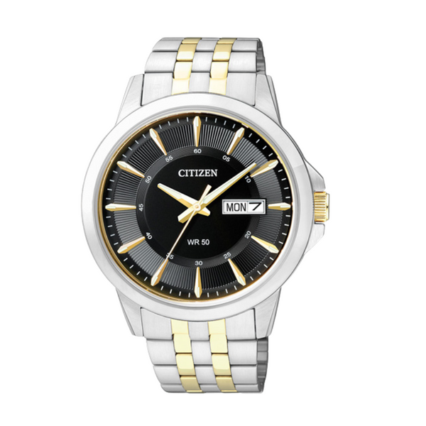 Citizen Two-tone Stainless Steel Black Dial Quartz Watch for Gents - BF2018-52E