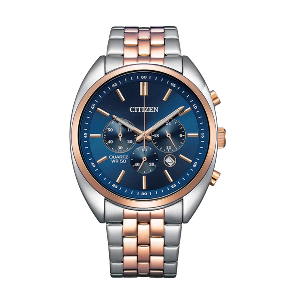 Citizen Two-Tone Stainless Steel Bracelet Rose Gold Analog Chronograph Quartz Watch for Men – AN8204-59X
