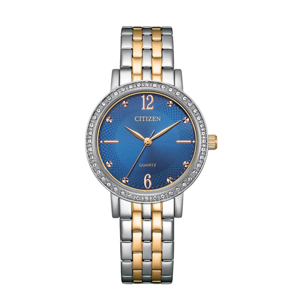 Citizen Two-tone Stainless Steel Blue Dial Quartz Watch for Ladies - EQ3106-59L