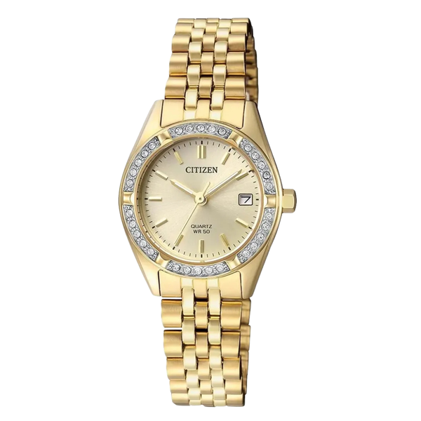 Citizen Gold Stainless Steel Gold Dial Quartz Watch for Ladies - EU6062-50P
