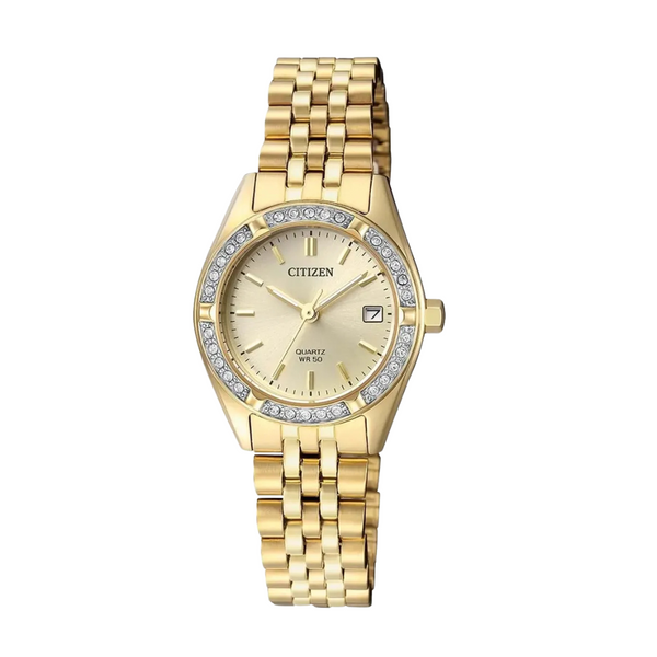 Citizen Gold Stainless Steel Gold Dial Quartz Watch for Ladies - EU6062-50P