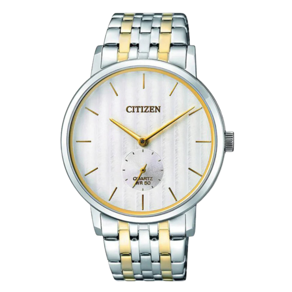 Citizen Two-Tone Stainless Steel Bracelet White Analog Quartz Watch for Men – BE9174-55A