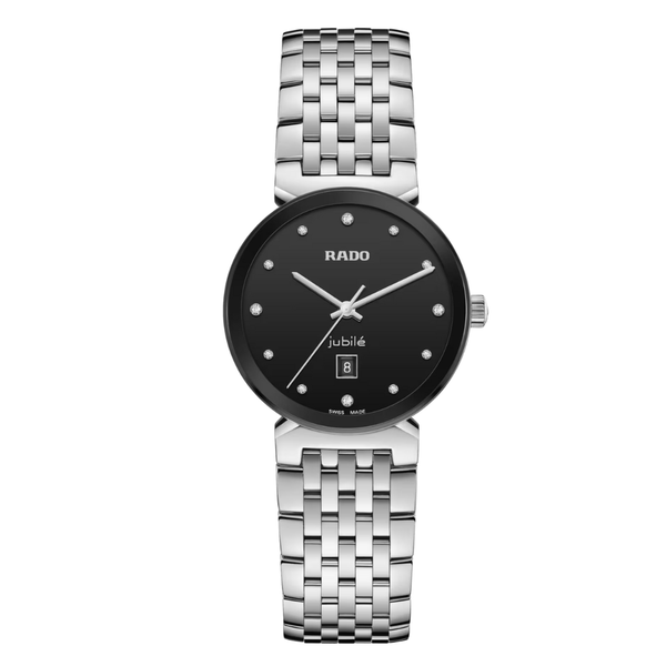 Rado Florence Silver Tone Stainless Steel Black Dial Quartz Watch for Ladies - R48913733