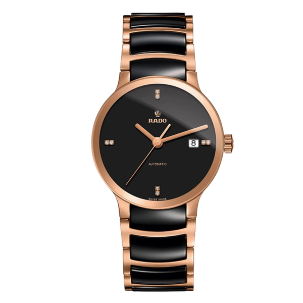 Rado Centrix Two-tone High-tech ceramic Black Dial Automatic Watch for Gents - R30036712