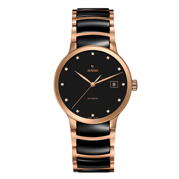 Rado Centrix Two-tone High-tech ceramic Black Dial Automatic Watch for Gents - R30036732