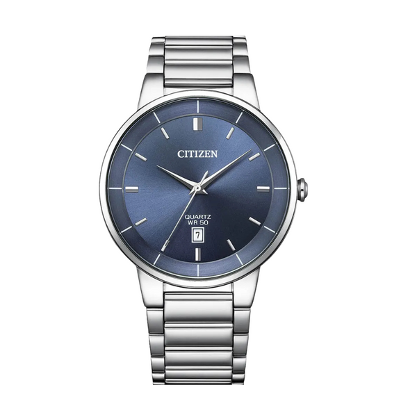 Citizen Silver Stainless Steel Blue Dial Quartz Watch for Gents - BI5120-51L