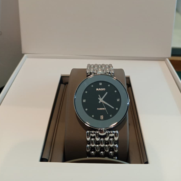 Rado Silver Stainless Steel Black Dial Quartz Watch for Ladies - R48792153