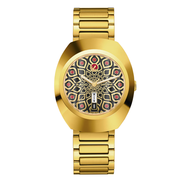 Rado DiaStar Gold Stainless Steel Black Dial Automatic Watch for Gents - R12161653