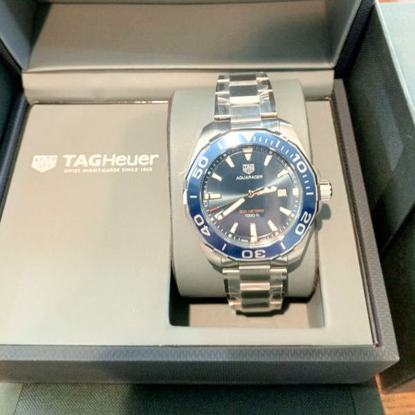 Tag Heuer Silver Stainless Steel Blue Dial Quartz Watch for Gents - U WAY101C.BA0746