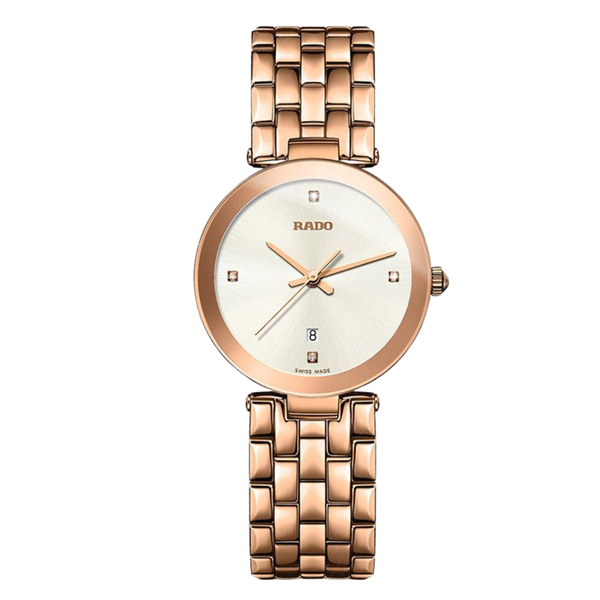 Rado Classic Diamonds Gold Stainless Steel White Dial Quartz Watch for Ladies - R48873734