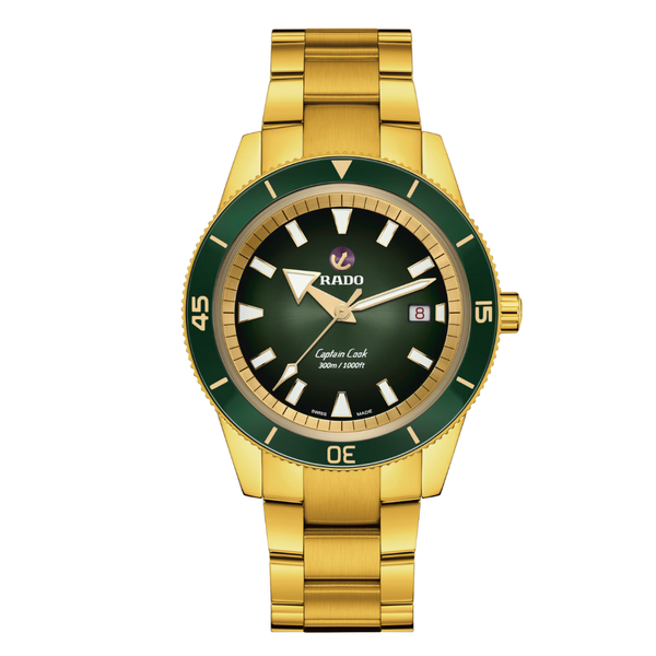 Rado Captain cook Gold Stainless Steel Green Dial Automatic Watch for Gents - R32136323