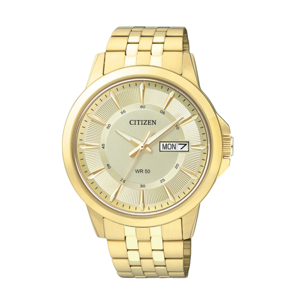 Citizen Gold Stainless Steel Gold Dial Quartz Watch for Gents - BF2013-56P