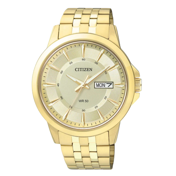 Citizen Gold Stainless Steel Gold Dial Quartz Watch for Gents - BF2013-56P