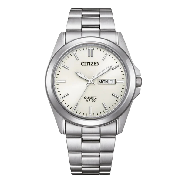 Citizen Silver Stainless Steel White Dial Quartz Watch for Gents - BF0581-54A