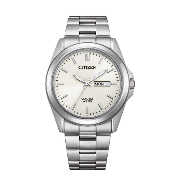 Citizen Silver Stainless Steel White Dial Quartz Watch for Gents - BF0581-54A