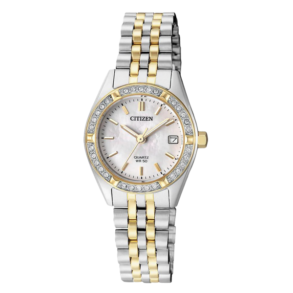 Citizen Two-tone Stainless Steel White Dial Quartz Watch for Ladies - EU6064-54D