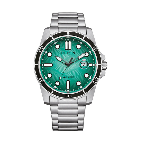 Citizen Silver Stainless Steel Bracelet Turquoise Analog Solar Watch for Men – AW1816-89L